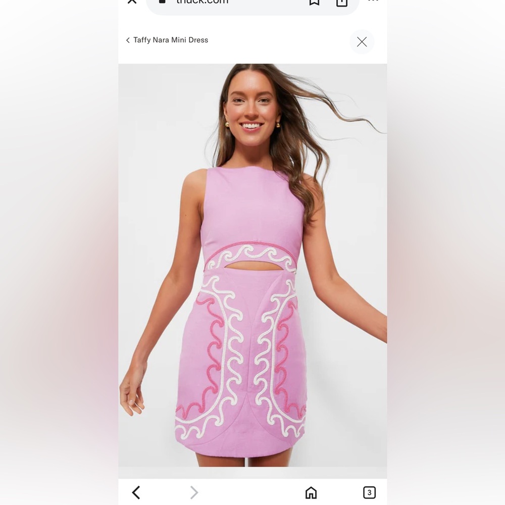 Taffy Nara Pink Embroidered Mini Dress